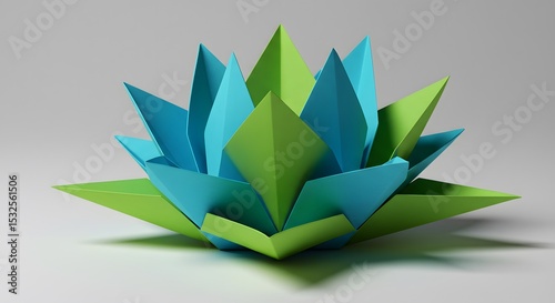 Stunning Origami Lotus Flower in Teal and Green Hues A Masterpiece of Paper Folding Art