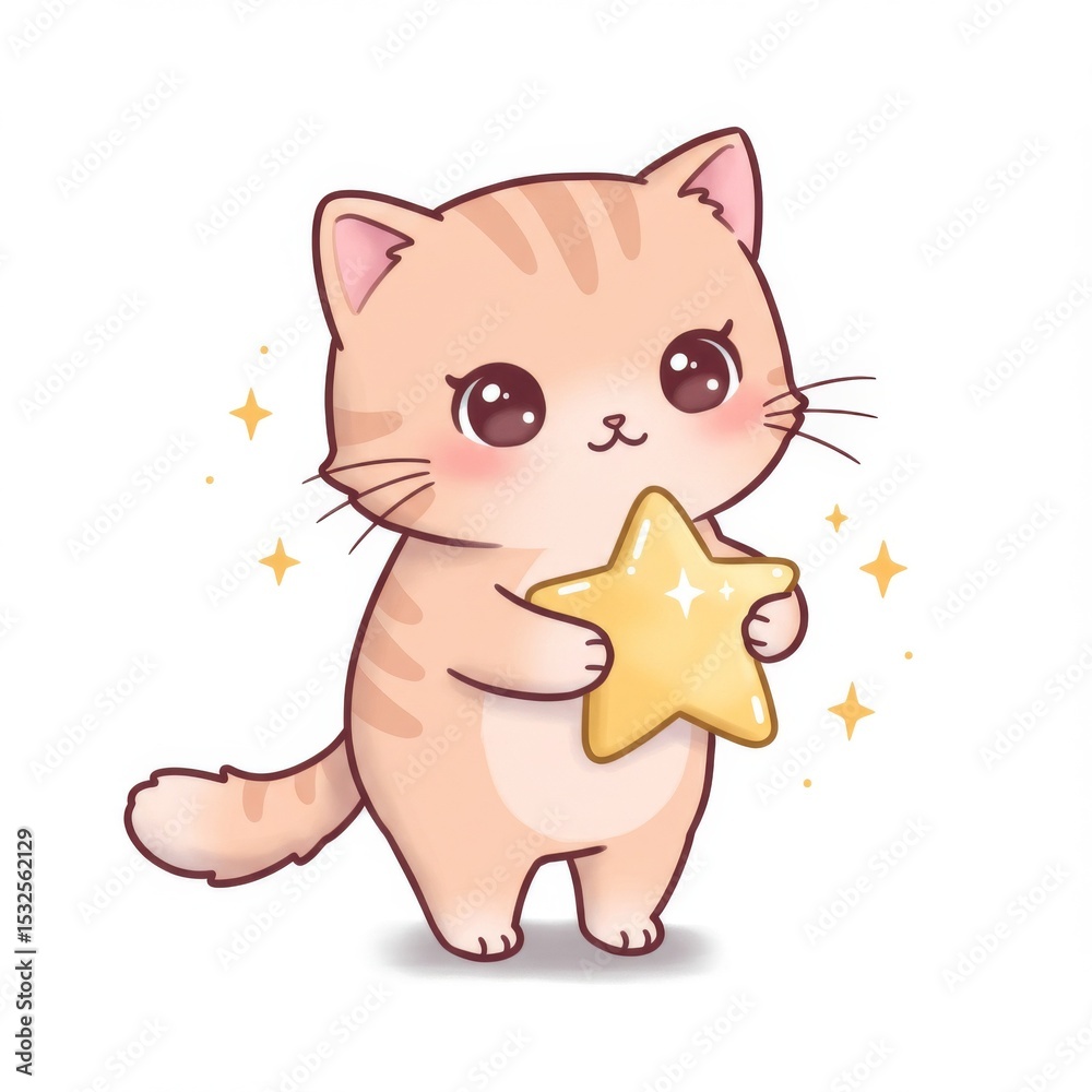 Adorable Orange Tabby Kitten Holding a Gold Star Adorable Orange Tabby Kitten Holding a Gold Star