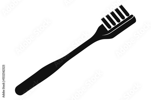 Simple Black Toothbrush Graphic With Bristles and Handle Isolated for Dental Health