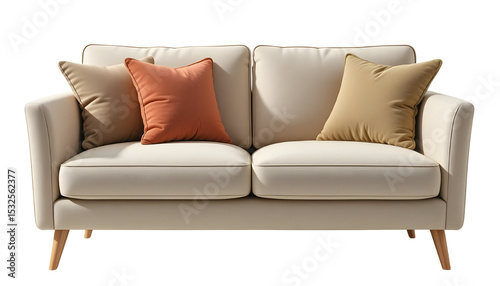 Sofa with Throw Pillows – Minimalist Design PNG