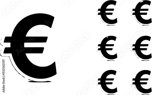 Euro symbol icon on White Background, vector graphic design
