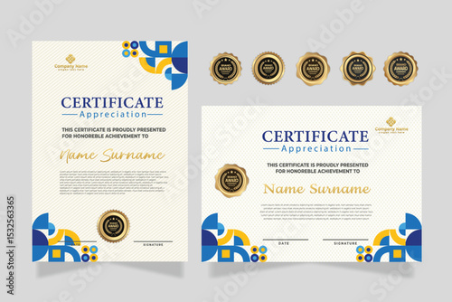 Modern Certificate Template with Colorful Abstract Design Illustration