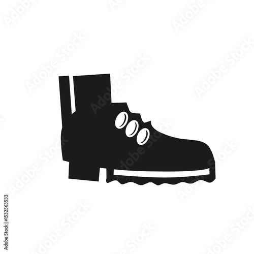 Industrial boot vector sign, flat icon for construction business branding concept safety shoe.