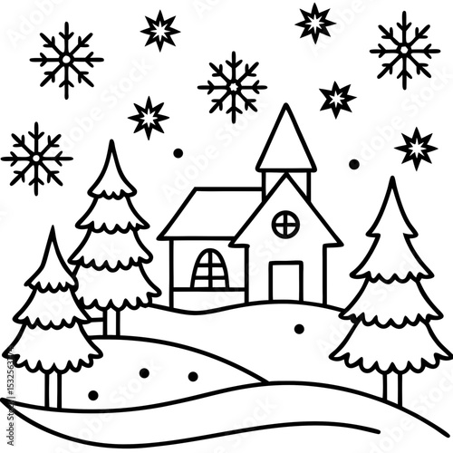 Frosty Pines Illustration