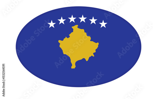 Kosovo flag ellipse shaped. vector	
 photo
