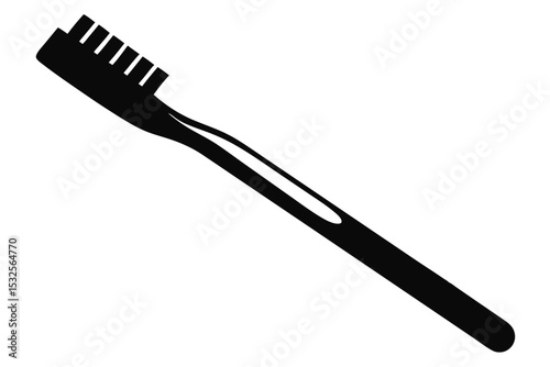 Minimalist Silhouette Image Simple Black Toothbrush Dental Care Essential Oral Hygiene Tool