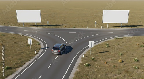 The car decides whether to go left or right with Blank Direction Signs.