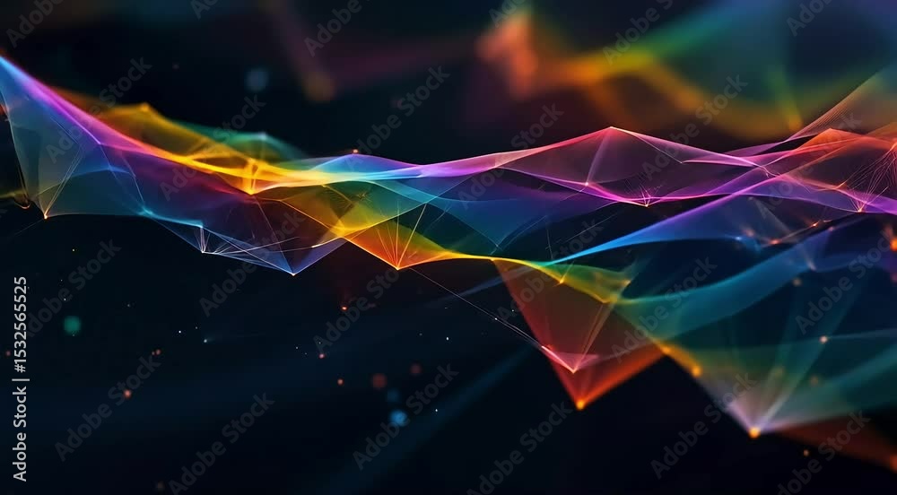Abstract structures made of intersecting lines that stretch and shrink, casting colorful shadows as they move