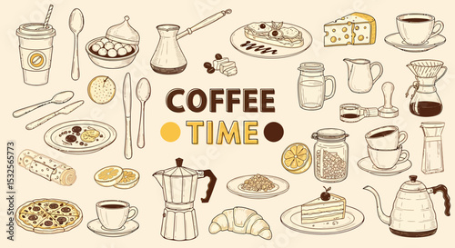 Coffee Time Delightful Food And Drink Vector Art Collection