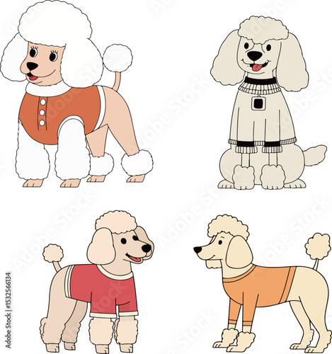 Cartoon Poodles in Sweaters