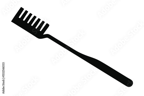 Simple Black Toothbrush with Bristles and Handle, Dental Hygiene Icon Design