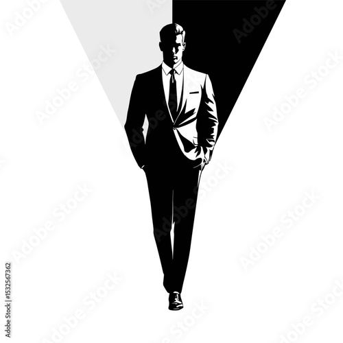 vector silhouette of a man in a business suit on a white background .Generative AI