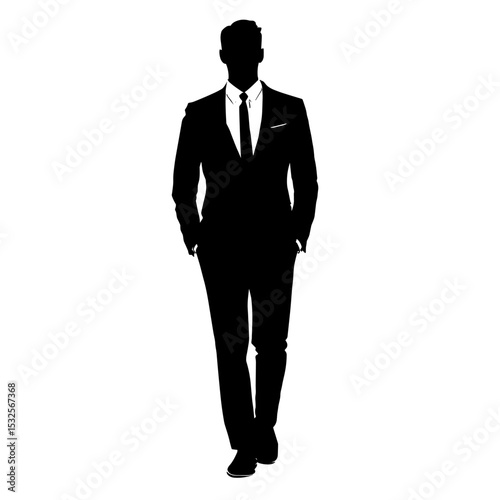 vector silhouette of a man in a business suit on a white background .Generative AI