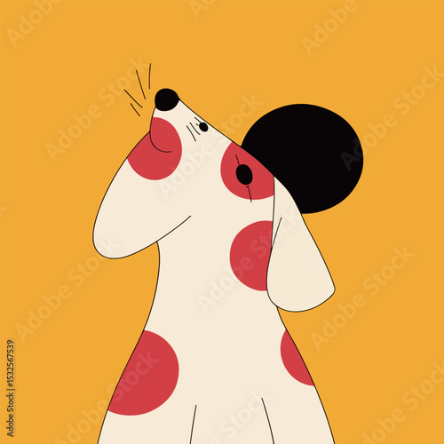Cartoon Dog with Red Spots and Black Hat