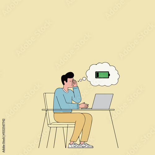 Man Thinking About Full Battery