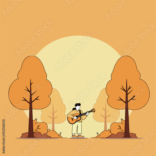 Autumn Serenade: Guitarist in the Woods