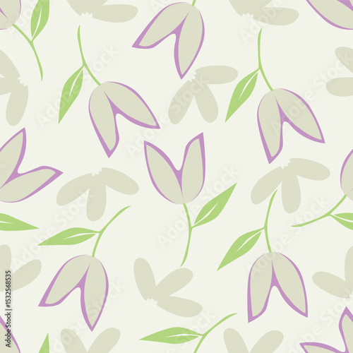 Vintage floral seamless pattern. Trendy painted flower background. Repeating floral patter
