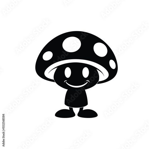 silhouette vector art of cartoon mushroom  on white background in Adobe Illustrator Artwork