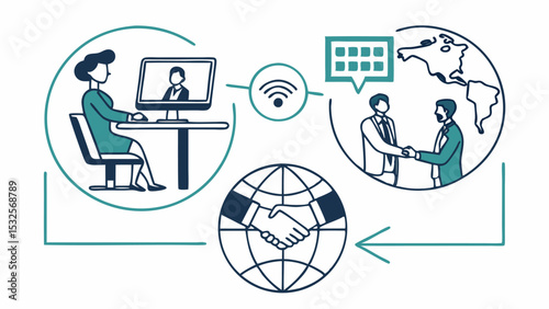 Illustration showing renewable energy sources and sustainable practices in green line art icons design