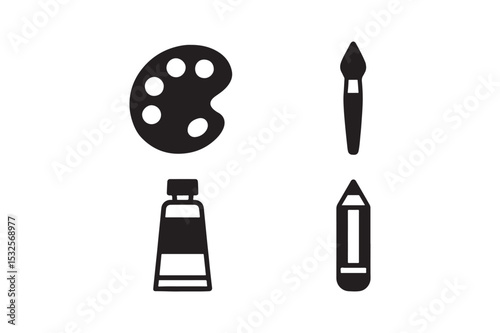 Art Tools Icon Pack silhouette vector with white background