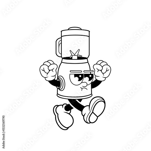 Retro character design from angry blender outline
