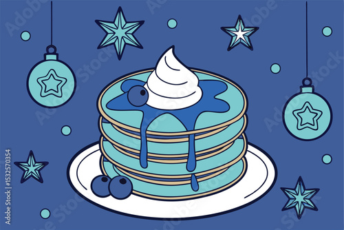 Sweet pan cake with cream toping illustration, a delicious celebration