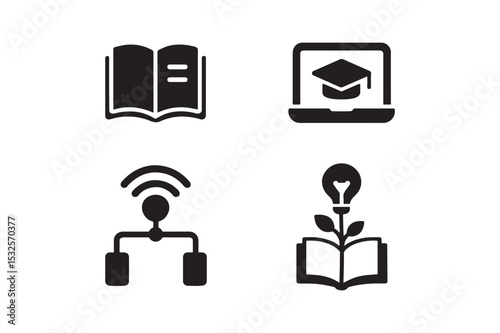 Digital Learning Pack silhouette vector with white background