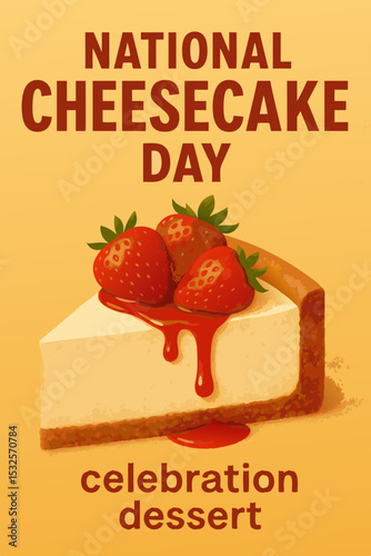 National Cheesecake Day celebration dessert illustration