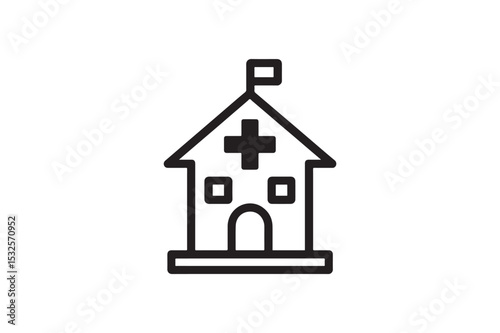 First Aid School Icon silhouette vector with white background