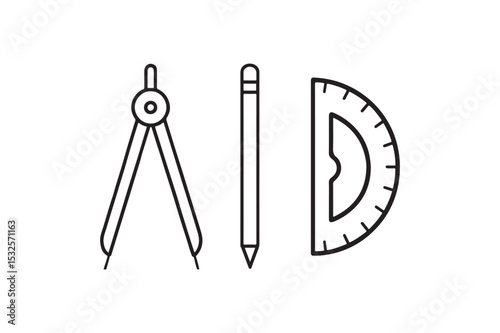 Geometry Tools Outline silhouette vector with white background