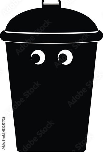 Bin – black silhouette on white background
