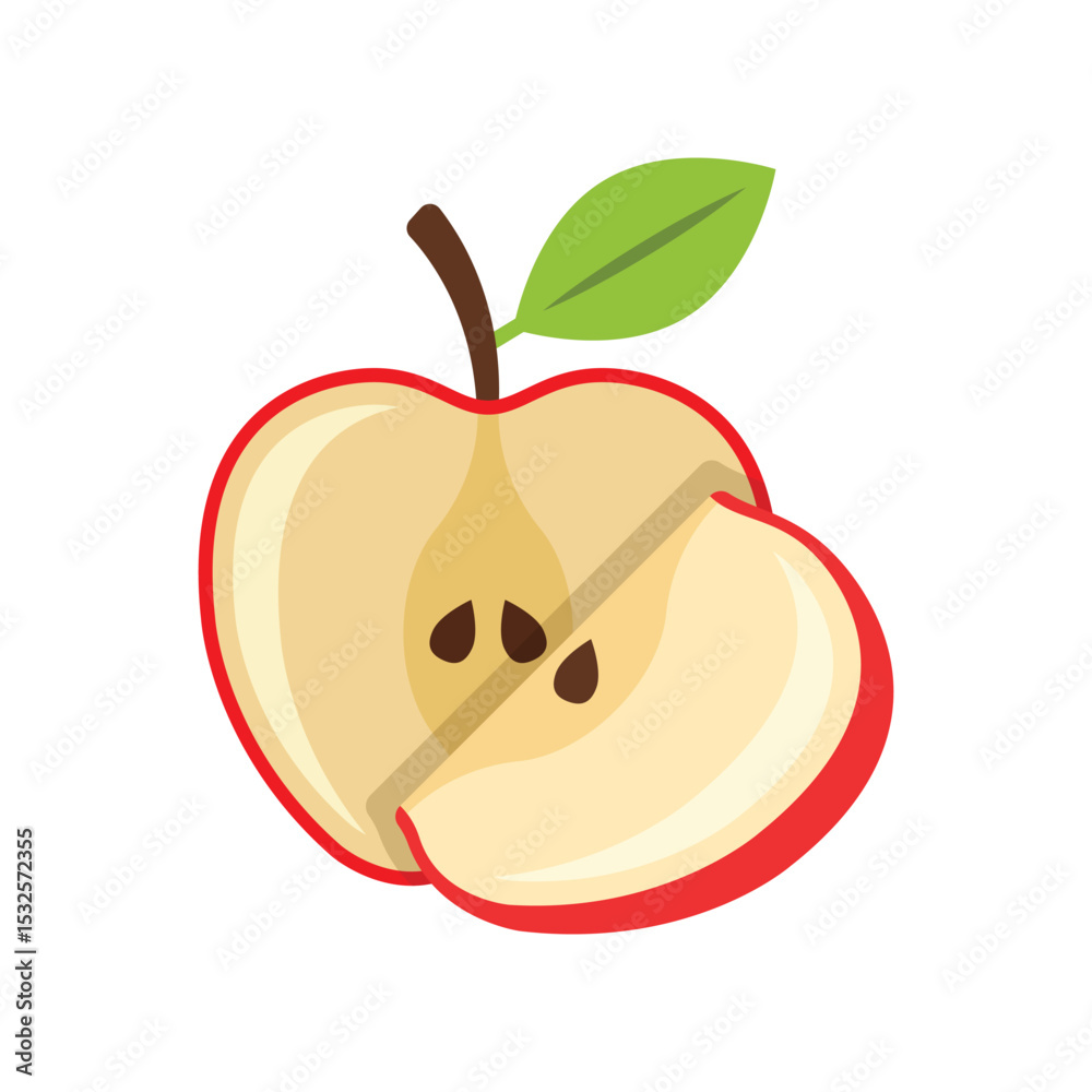 Obraz premium Apple icon in flat style. Fresh fruit vector illustration on isolated background. Fresh apples sign business concept.