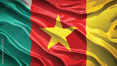 waving national flag of cameroon, vector art, illustration