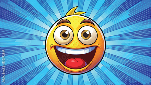 happy smile emoji, funny background, illustration