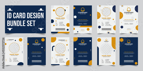 Simple and Sleek colorful Staff ID Card bundle set, Elegant ID Card Design for Workplace Identification, 5 set collection
