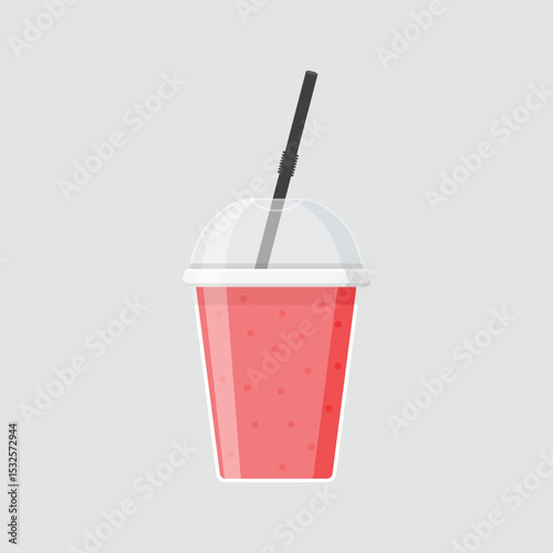 Strawberry red smoothie icon in flat style. Fresh fruits milkshake vector illustration on isolated background. Fruits cocktail sign business concept.