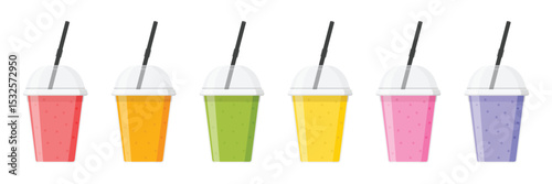 Smoothie icon set collection in flat style. Fresh fruits milkshake vector illustration on isolated background. Fruits cocktail sign business concept.