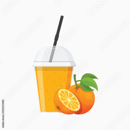 Orange smoothie icon in flat style. Fresh fruits milkshake vector illustration on isolated background. Fruits cocktail sign business concept.
