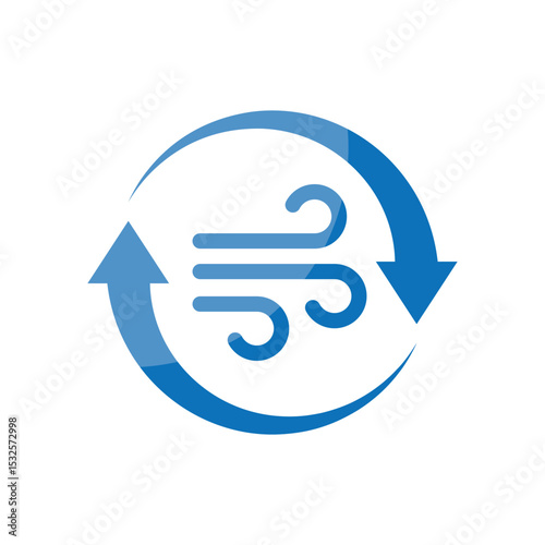 Ventilation icon in flat style. Fan airflow vector illustration on isolated background. Turbine rotation sign business concept.