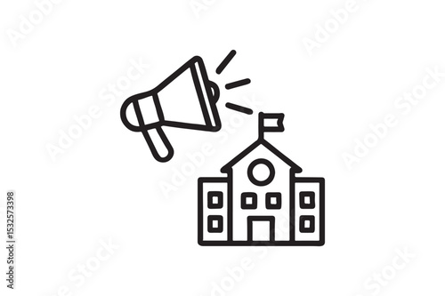 School Announcement Icon silhouette vector with white background
