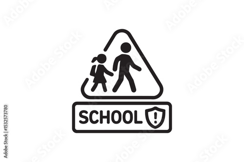 School Safety Sign silhouette vector with white background