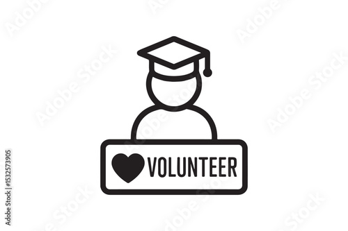 School Volunteer Icon silhouette vector with white background