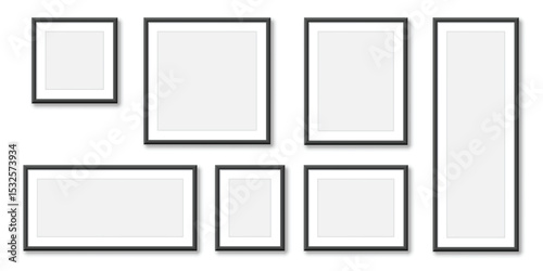 Blank picture frame icon set collection in flat style. Photo mockup template vector illustration on isolated background. Realistic poster sign business concept.