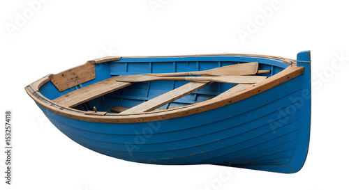 Wooden boat isolated on PNG background.