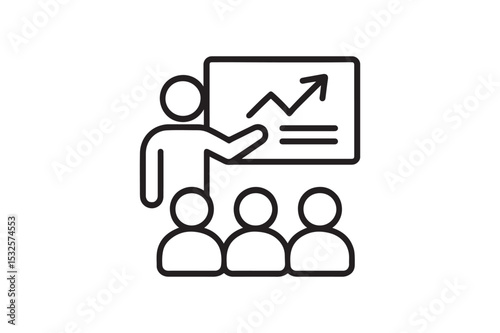Teacher Presentation Icon silhouette vector with white background