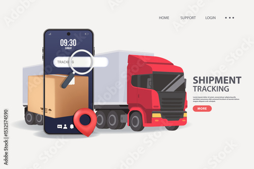 Shipment Tracking Illustration with Smartphone and Truck