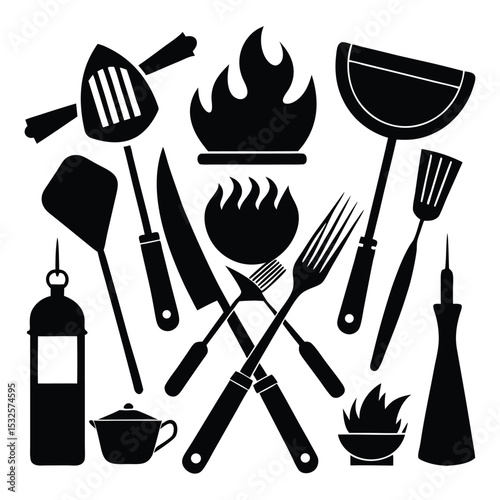Set of Kitchen Icon Silhouettes