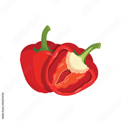 Red pepper bell icon in flat style. Fresh paprika vector illustration on isolated background. Healthy food sign business concept.