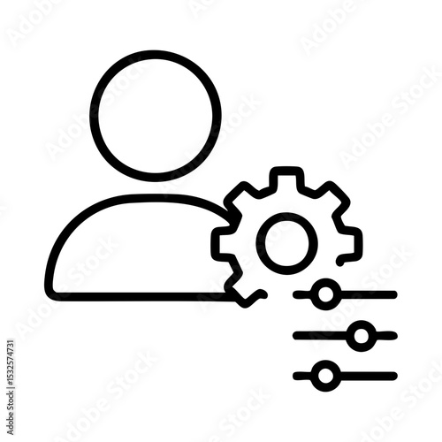User account settings icon with gear and sliders