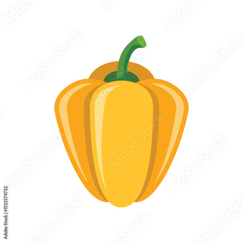 Yellow pepper bell icon in flat style. Fresh paprika vector illustration on isolated background. Healthy food sign business concept.